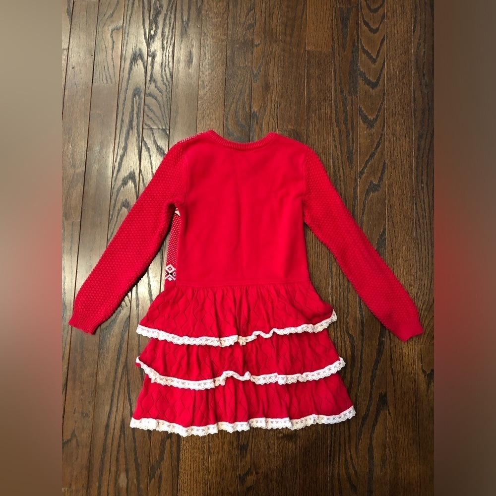 Hanna Andersson Girls 110cm (5Y) Red Knit Ruffled Tiered Skirt Dress - VGUC! - Picture 7 of 7